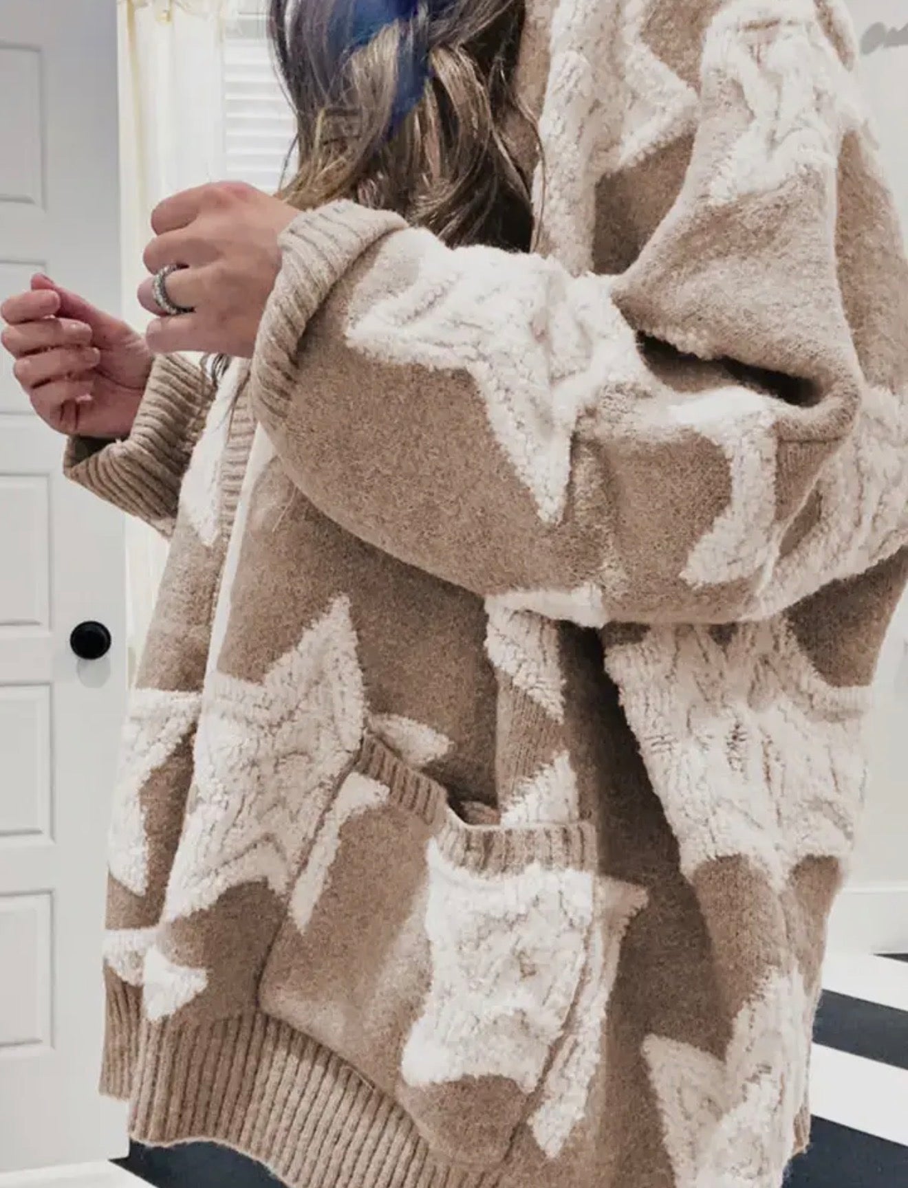 Star Design Textured Cardigan