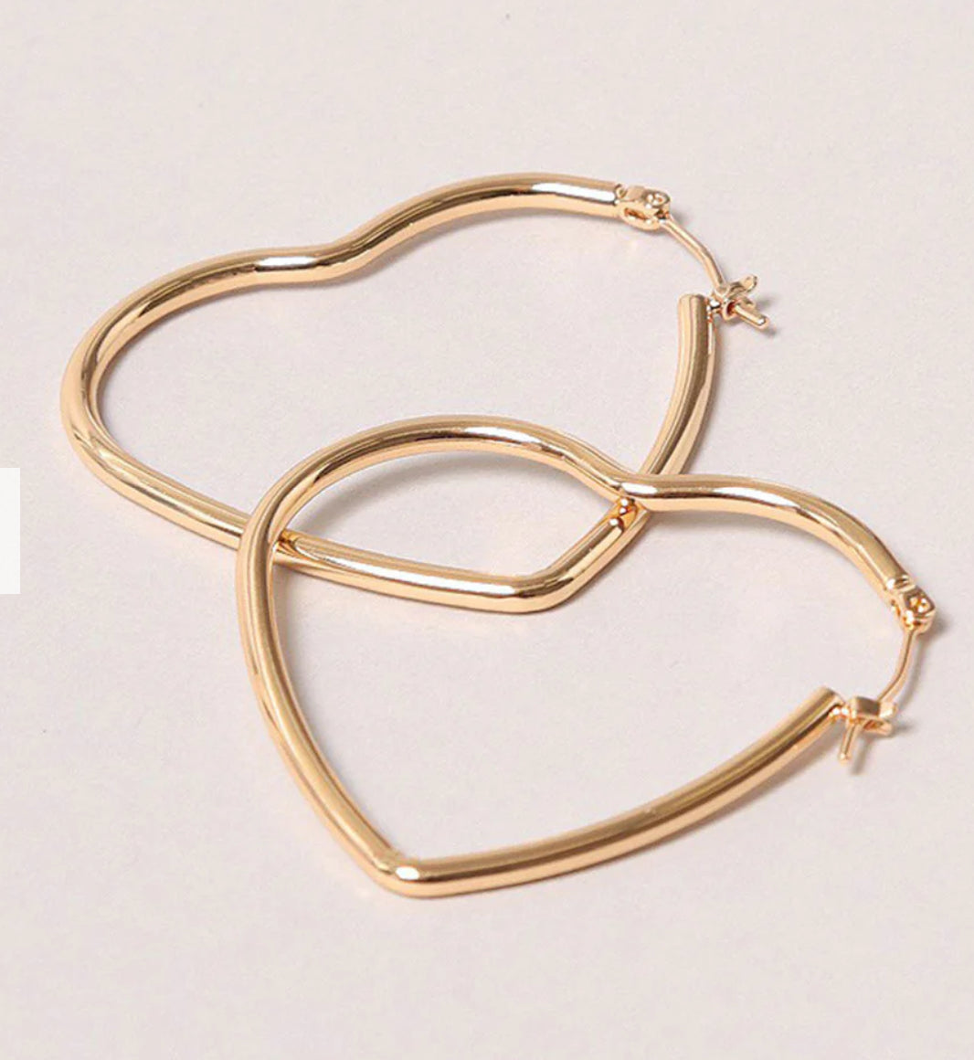 14K Gold Dipped Heart Hoop Earrings