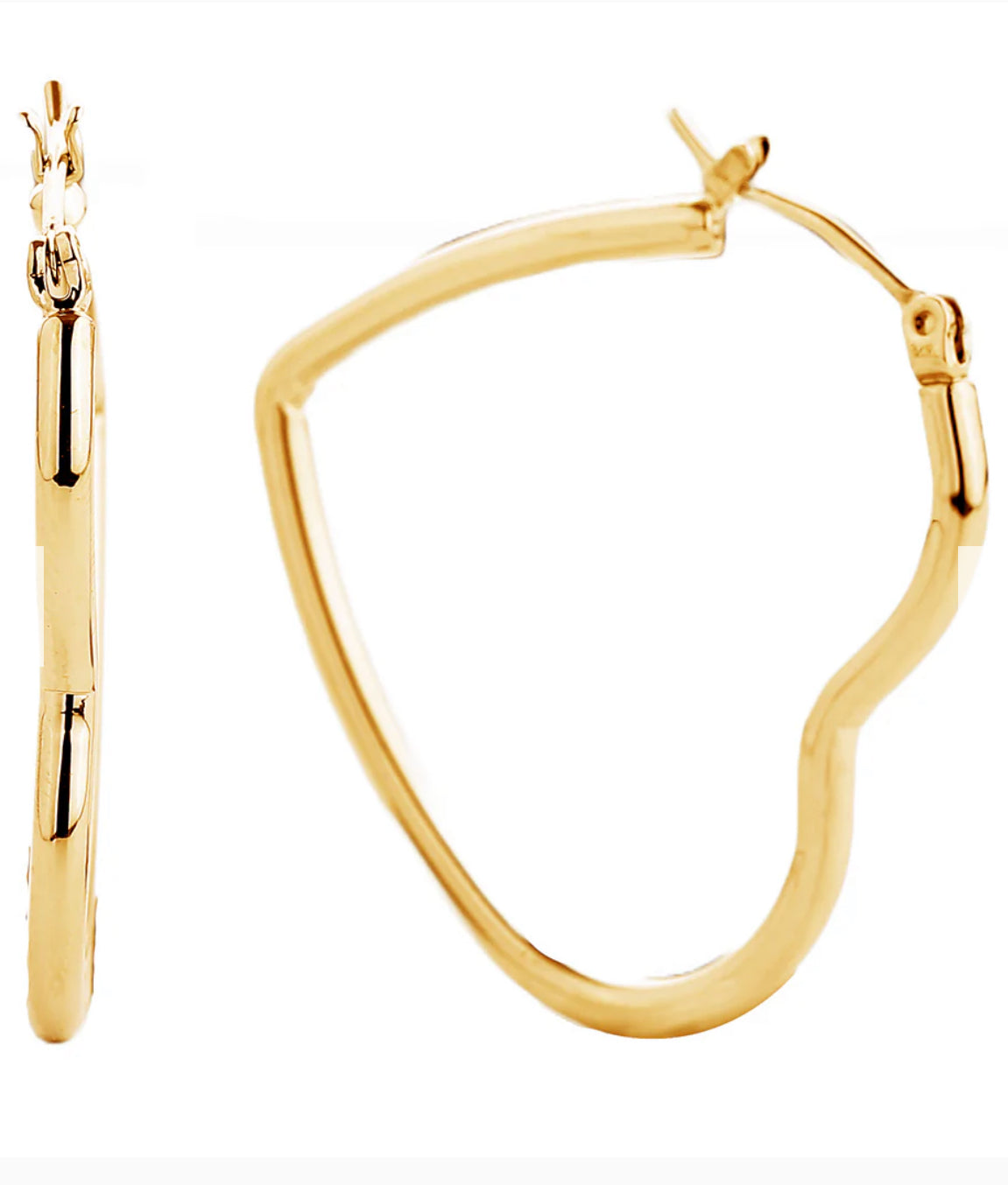 14K Gold Dipped Heart Hoop Earrings