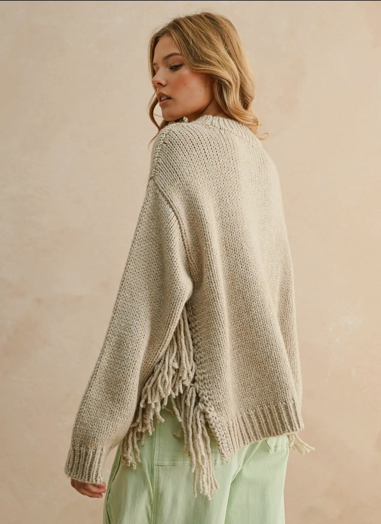 Fringe Sweater - Stone