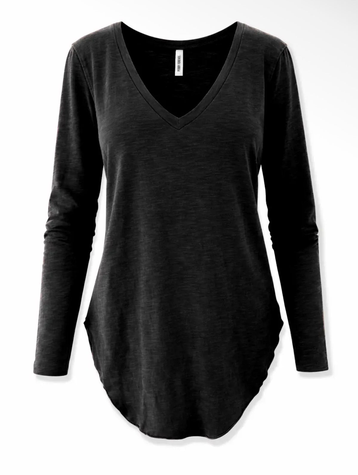Long Sleeve V-Neck Side Slit T shirt
