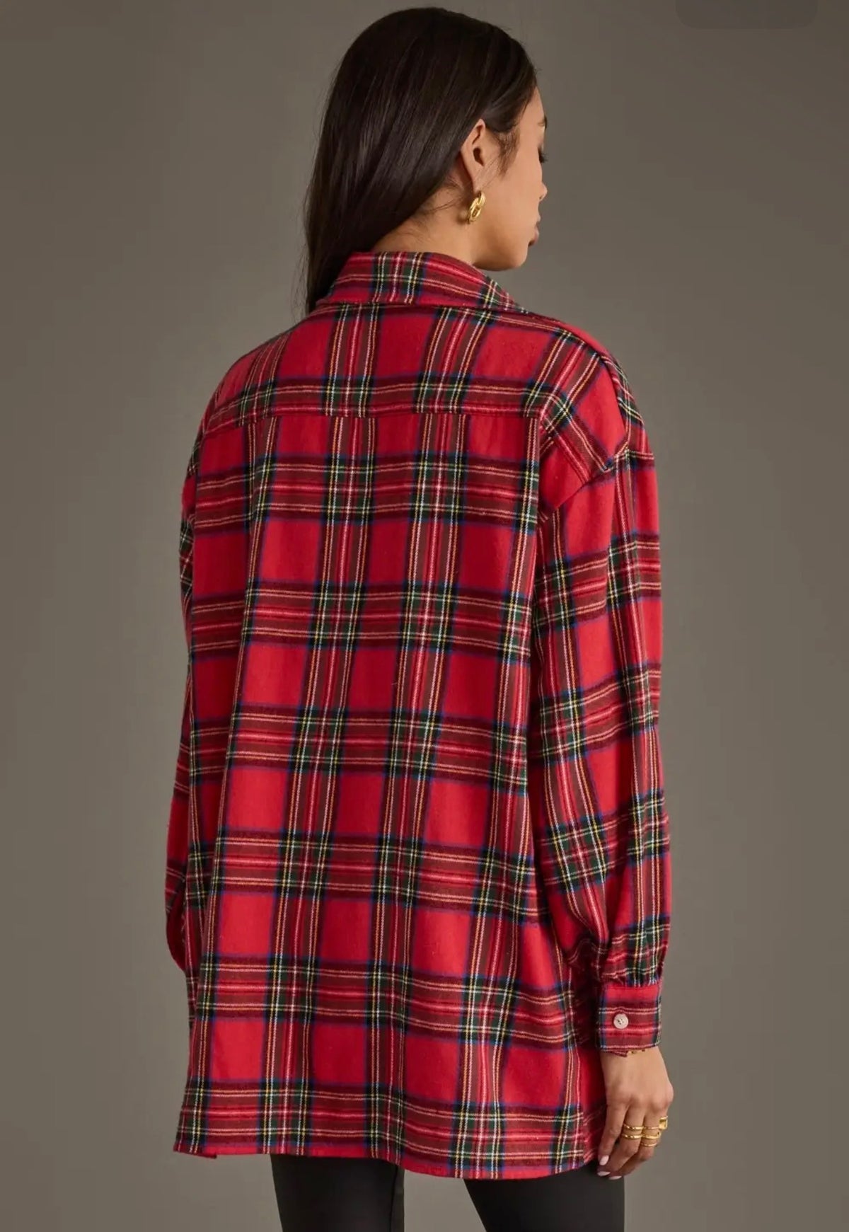 Red Multi Boyfriend Flannel Button Up