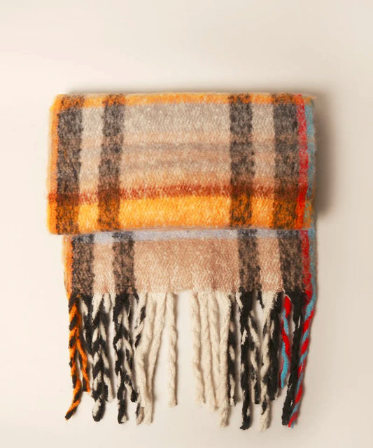 Multi Stripe Cozy Scarf with Fringe