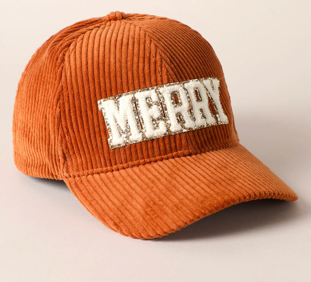 MERRY Embroidered Patch Corduroy Cap