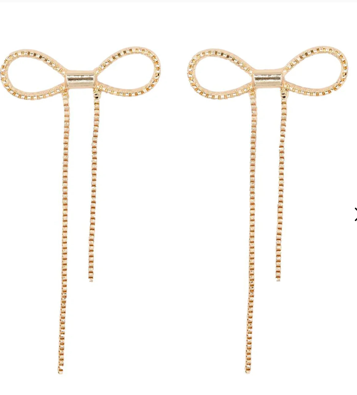Ribbon Bow with Long Rhinestone Drop Post Earrings