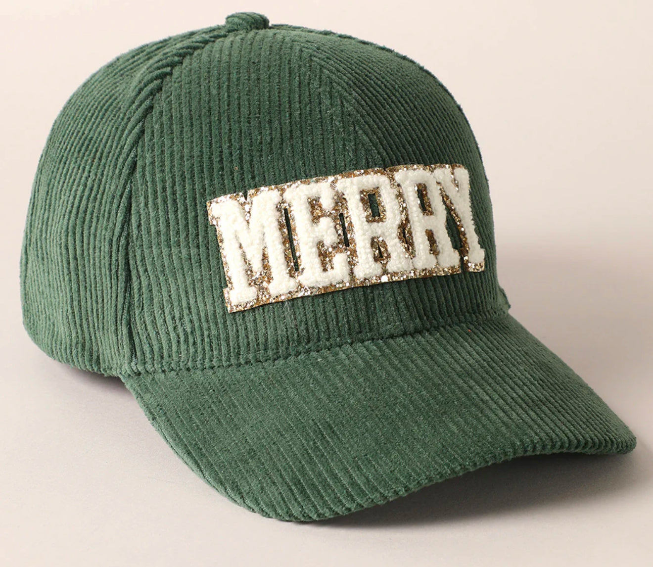 MERRY Embroidered Patch Corduroy Cap
