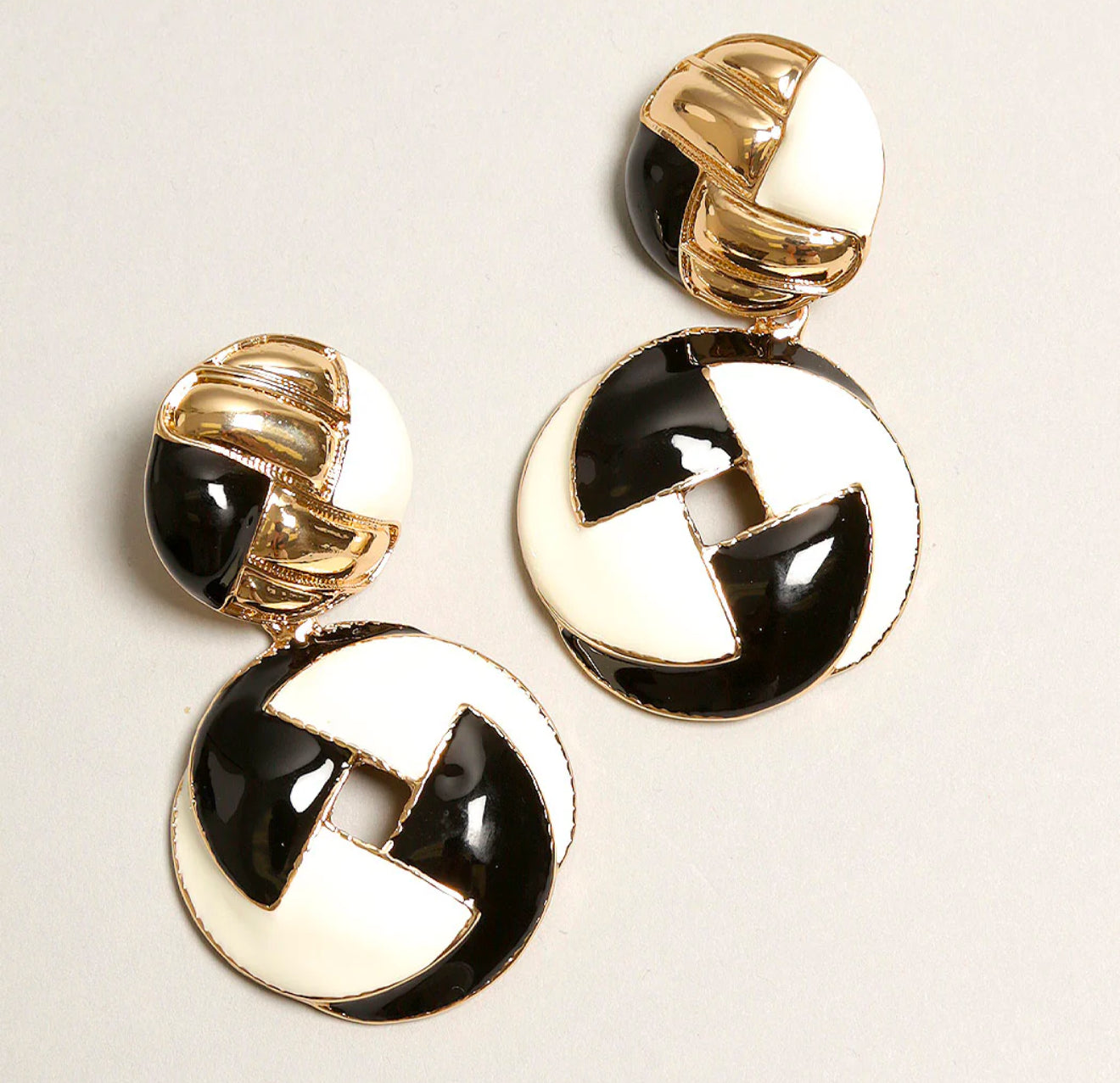 Black and White Statement Post Drop Earrings
