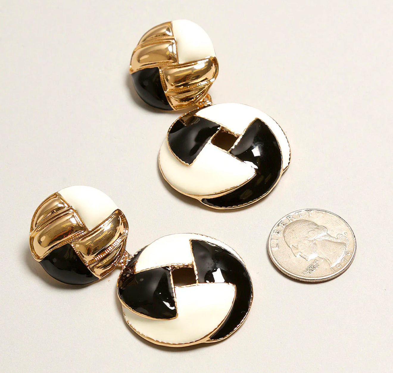 Black and White Statement Post Drop Earrings
