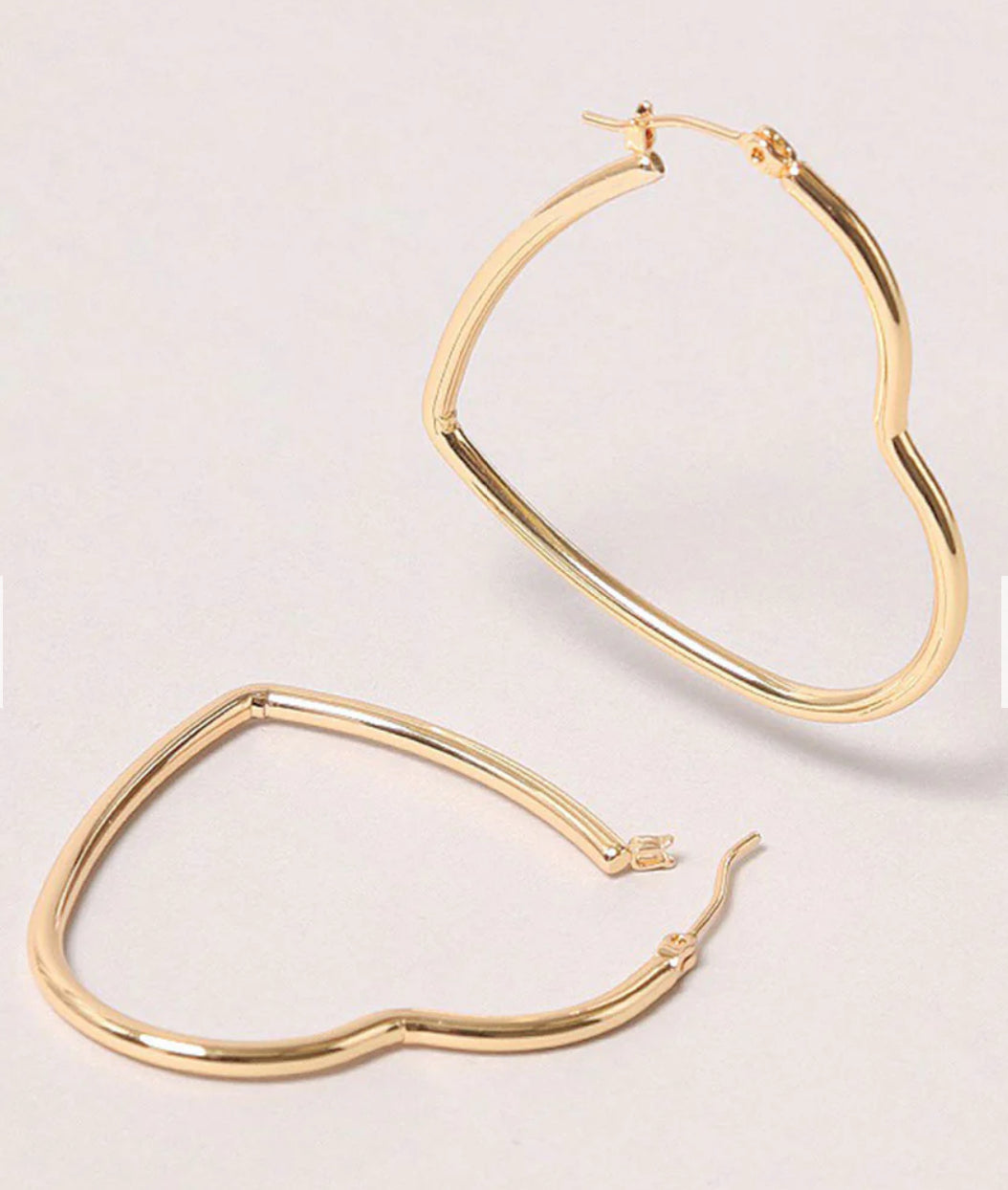 14K Gold Dipped Heart Hoop Earrings