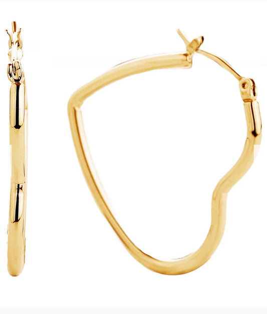 14K Gold Dipped Heart Hoop Earrings