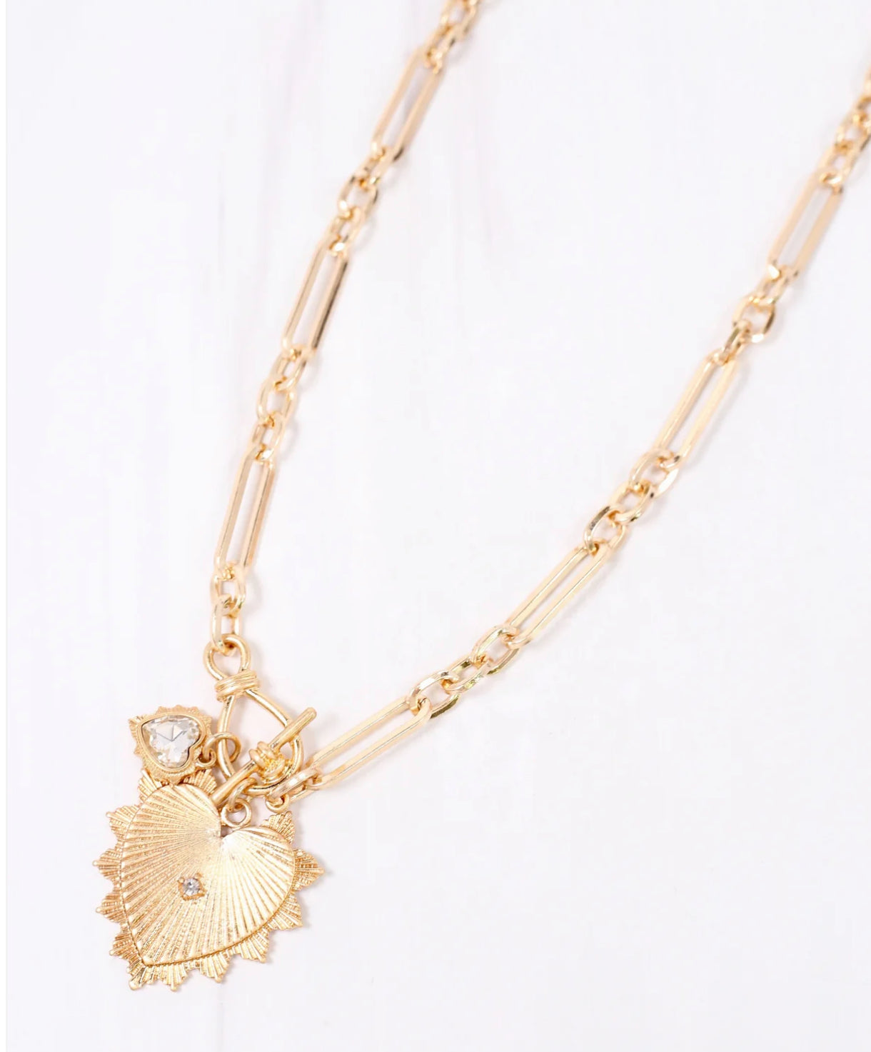 Double Heart Necklace - Gold
