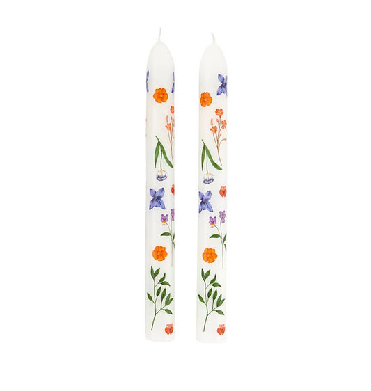Tapered Candles - Boho Flowers - Set of 2