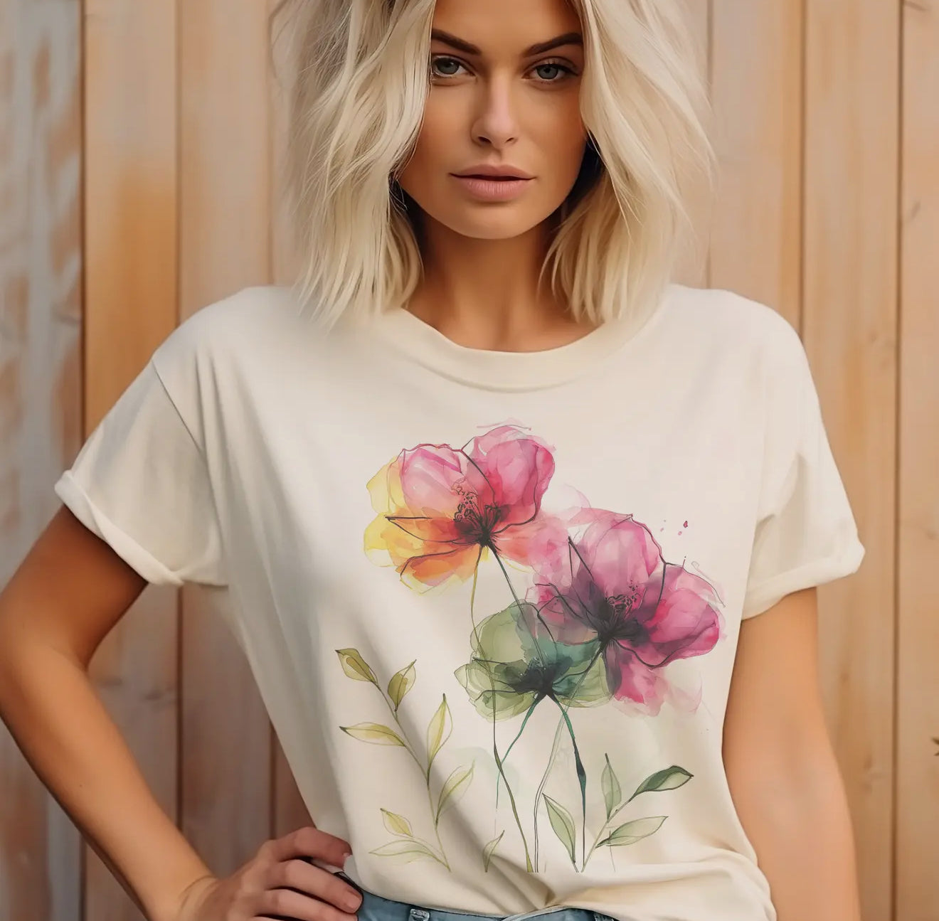 Floral Poppy Watercolor Tee