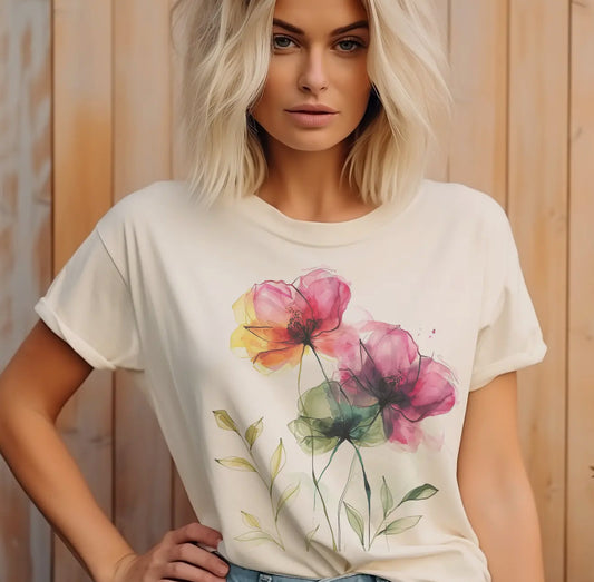 Floral Poppy Watercolor Tee