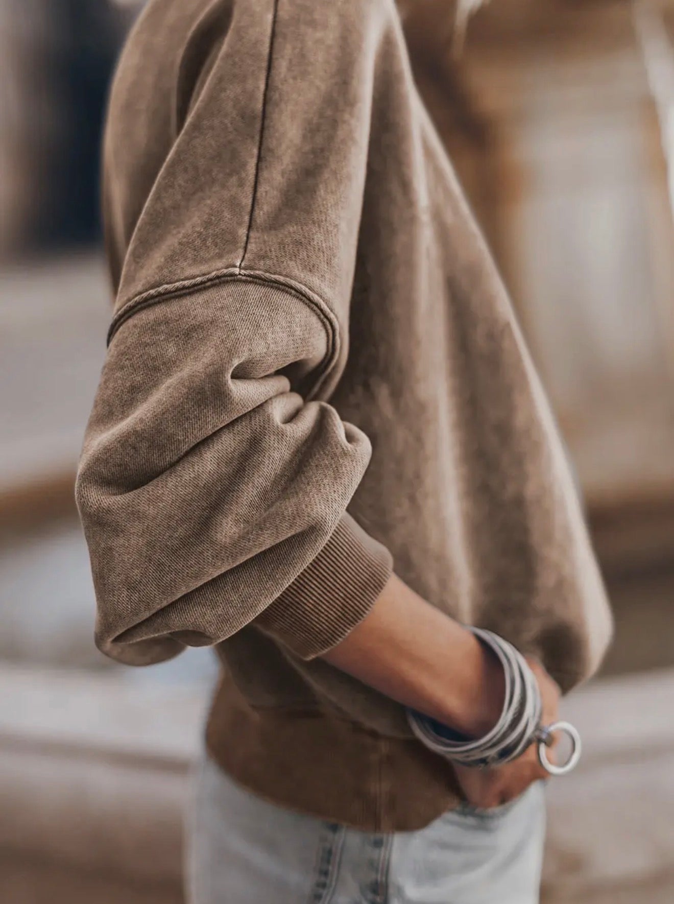 Drop Shoulder Crew Neck Pullover Sweatshirt