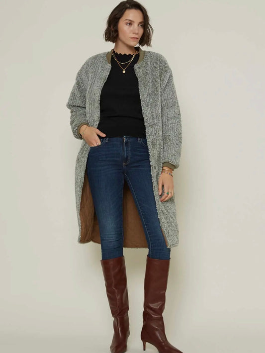 Reversible Faux Shearling To Brown Quilted Jacket