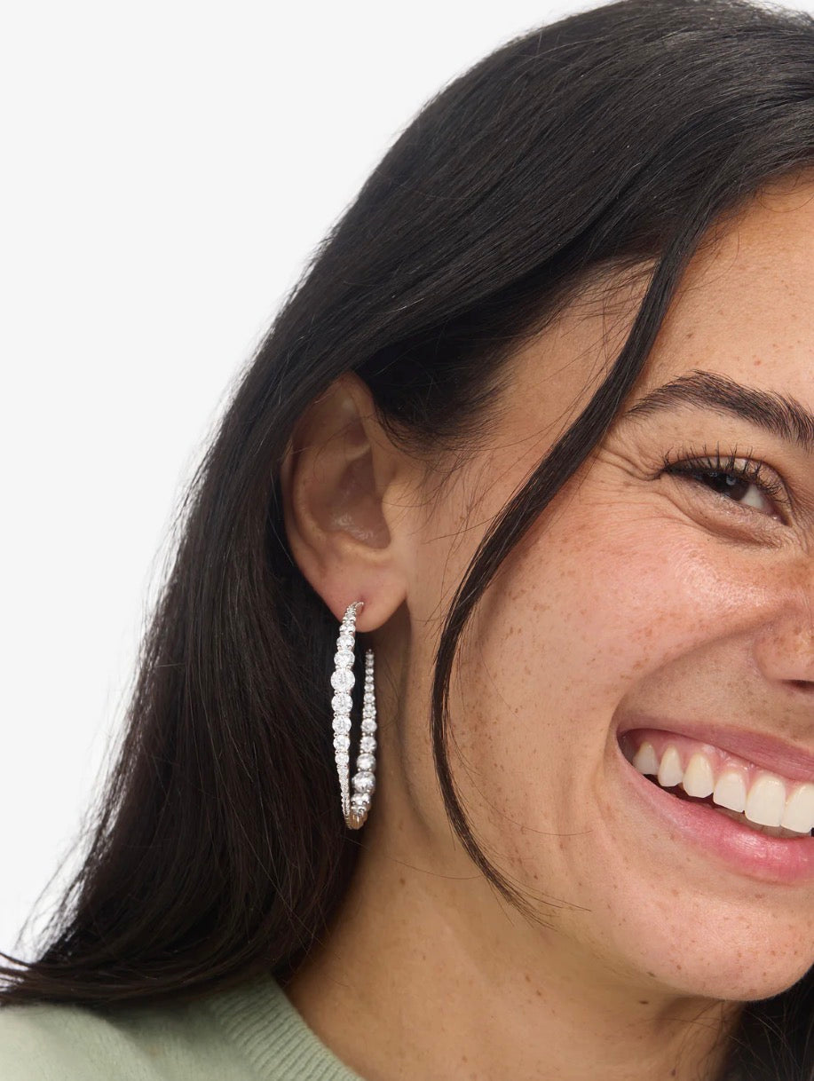 "Oh She Fancy" Graduated Hoops 2" Silver